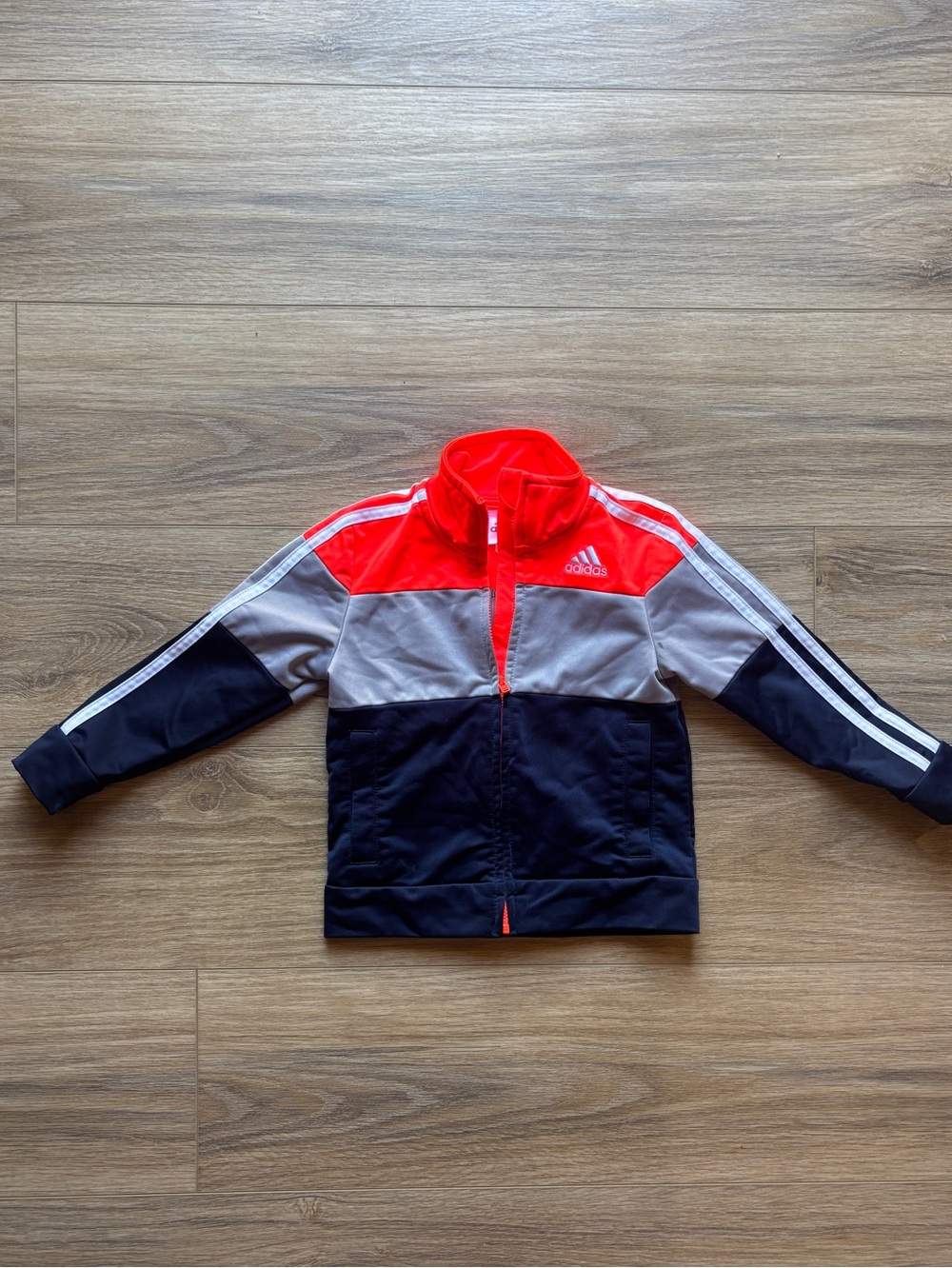 adidas Kids Colorblock Zip Jacket - Red, Gray & Black
